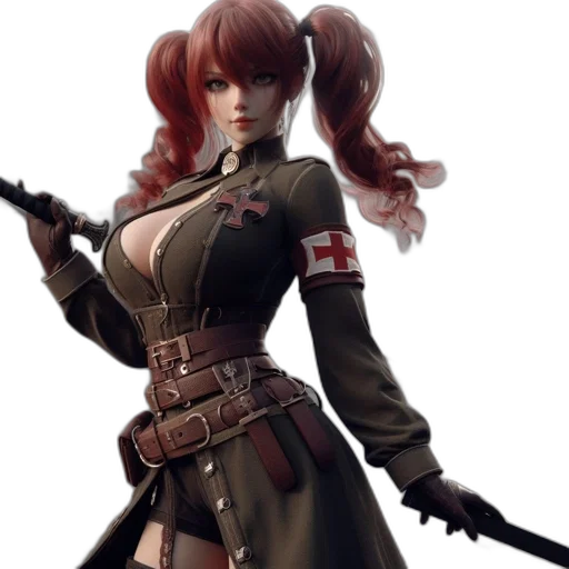 staff, weapon, concept art, fantasy art, 3d render, anime, woman, red transparent PNG cut-out