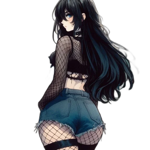 dress, hair, staff, anime, pixel art, fantasy art, concept art, dark transparent PNG cut-out