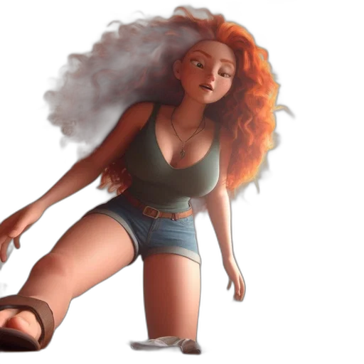 hair, dress, concept art, fantasy art, watercolor, photorealistic, fire, underwater transparent PNG cut-out