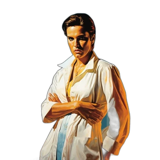 jacket, staff, face, dress, photorealistic, concept art, oil painting, comic book art transparent PNG cut-out