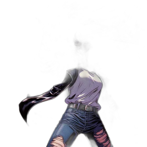 jacket, mask, dress, weapon, concept art, watercolor, anime, comic book art transparent PNG cut-out