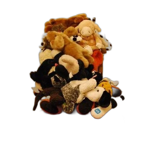 furniture, chair, pile, stuffed, animals, including, black, white transparent PNG cut-out