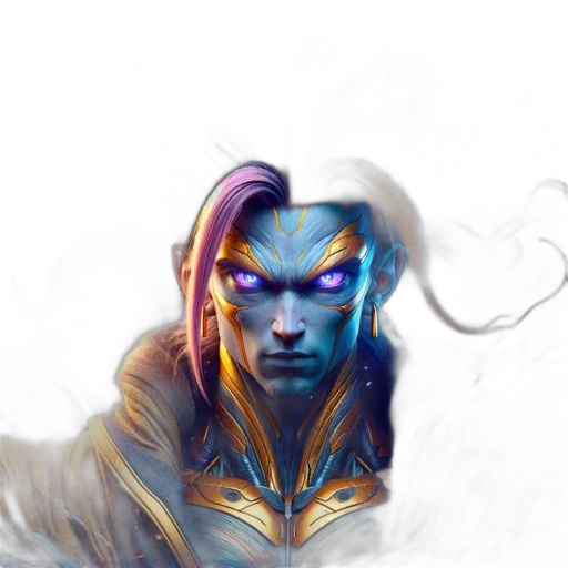 face, mask, staff, dragon, fantasy art, concept art, comic book art, cyberpunk transparent PNG cut-out
