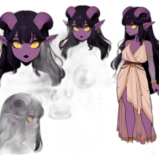 concept art, fantasy art, dark, pastel, animated, female, character, purple transparent PNG cut-out
