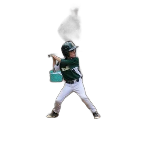 young, baseball, player, green, uniform, ready, swing, ball transparent PNG cut-out