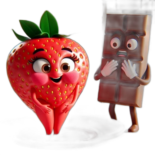food, 3d render, concept art, photorealistic, cartoon, two, animated, characters transparent PNG cut-out