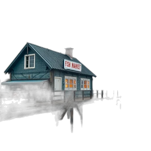 building, furniture, umbrella, 3d render, concept art, photorealistic, watercolor, fog transparent PNG cut-out