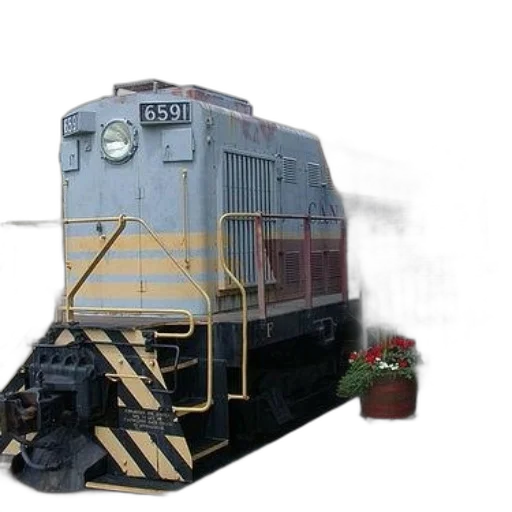 3d render, photorealistic, concept art, canadian, pacific, train, engine, parked transparent PNG cut-out