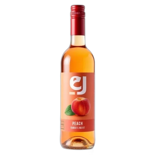 bottle, food, 3d render, peach, wine, red, cap, label transparent PNG cut-out
