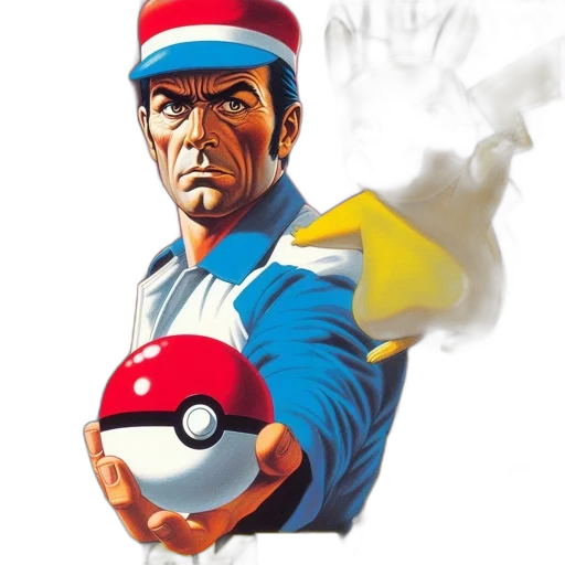 concept art, comic book art, pixel art, fantasy art, man, blue, uniform, holds transparent PNG cut-out