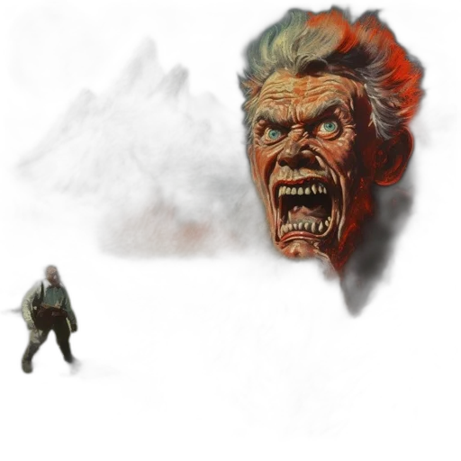 creature, face, mask, concept art, comic book art, pixel art, fantasy art, fog transparent PNG cut-out