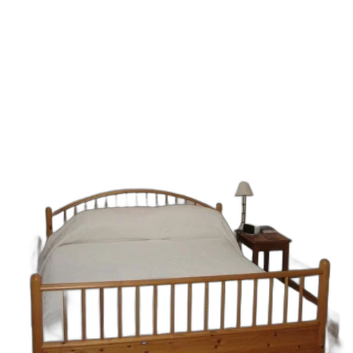 furniture, 3d render, neatly, made, bed, wooden, headboard, footboard transparent PNG cut-out