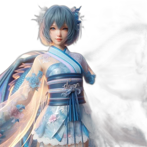 fantasy art, concept art, 3d render, photorealistic, blue, pastel, elegant, woman transparent PNG cut-out