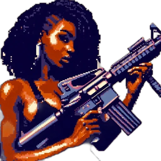 weapon, pixel art, comic book art, concept art, cyberpunk, pixel, art, depicts transparent PNG cut-out
