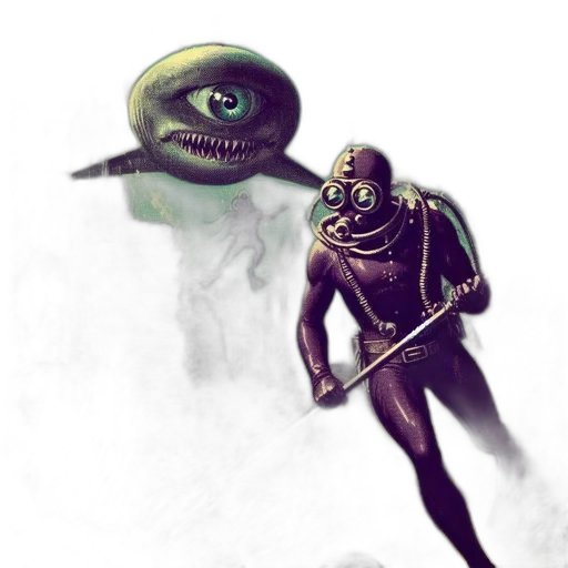 creature, robot, mask, staff, concept art, fantasy art, comic book art, 3d render transparent PNG cut-out