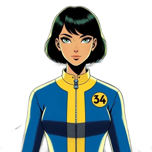 jacket, staff, comic book art, cartoon, concept art, anime, animated, character transparent PNG cut-out