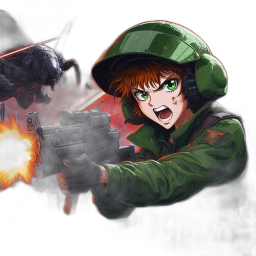 weapon, anime, concept art, comic book art, fantasy art, fire, green, chaotic transparent PNG cut-out