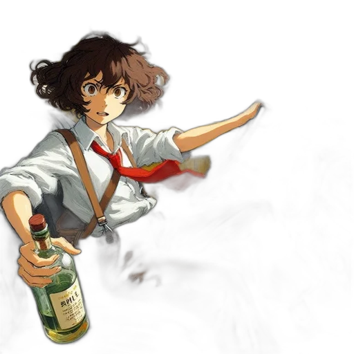 bottle, weapon, concept art, anime, watercolor, comic book art, underwater, fire transparent PNG cut-out