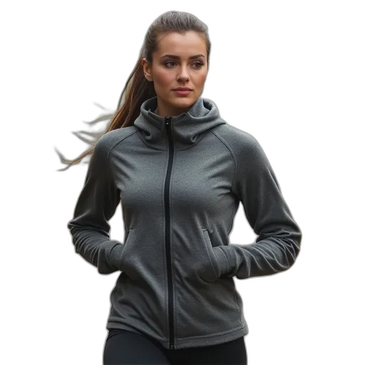 jacket, woman, running, training, hoodie transparent PNG cut-out