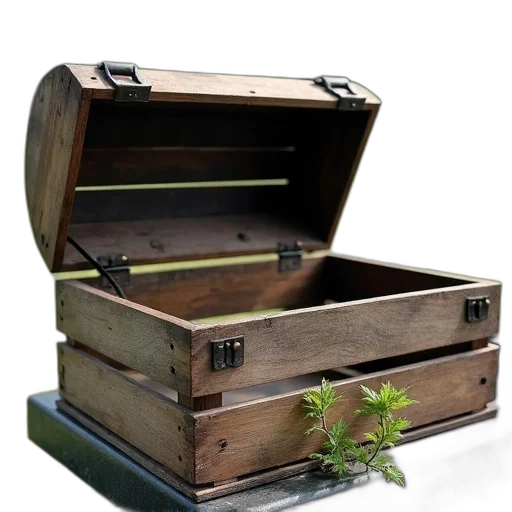 furniture, 3d render, photorealistic, wooden, crate, weathered, appearance, placed transparent PNG cut-out