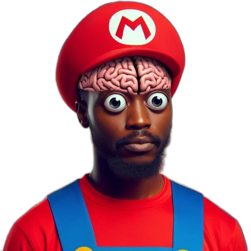 hat, face, mask, crown, concept art, pixel art, cartoon, brain-exposed transparent PNG cut-out