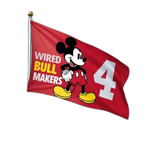 mickey, mouse, flag, flying, outside, house, features, football transparent PNG cut-out