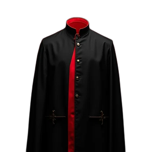 jacket, staff, dress, 3d render, concept art, dark, red, clergy transparent PNG cut-out