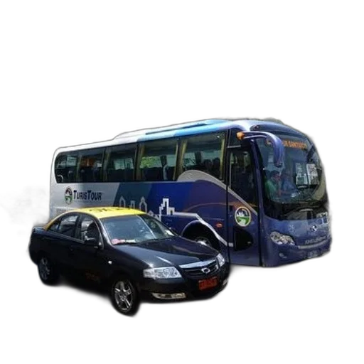 car, 3d render, photorealistic, concept art, blue, bus, word, turistour transparent PNG cut-out