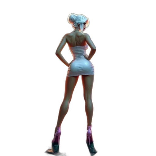 dress, robot, staff, hat, concept art, 3d render, pixel art, vaporwave transparent PNG cut-out