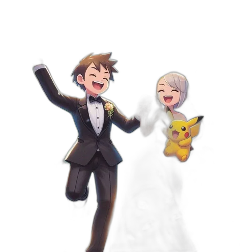 concept art, pixel art, 3d render, cartoon, joyous, outdoor, wedding, celebration transparent PNG cut-out