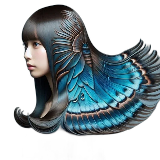 hair, jewelry, mask, face, fantasy art, photorealistic, concept art, 3d render transparent PNG cut-out