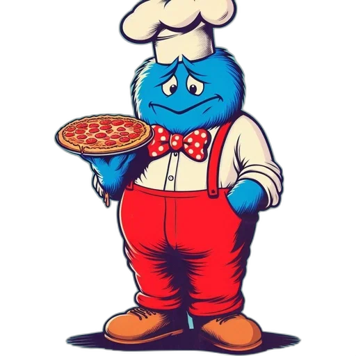 food, staff, animal, cartoon, concept art, pixel art, comic book art, blue transparent PNG cut-out
