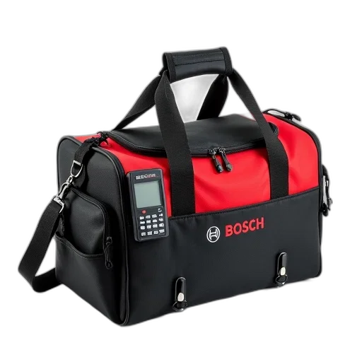 black, red, bosch, tool, bag, zipper, closure, multiple transparent PNG cut-out