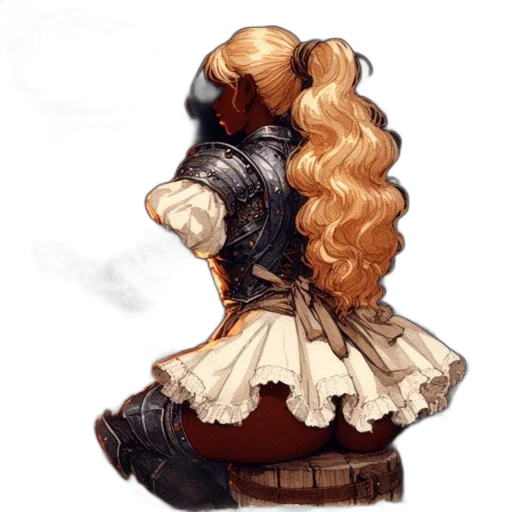 dress, hair, jacket, staff, concept art, fantasy art, pixel art, watercolor transparent PNG cut-out