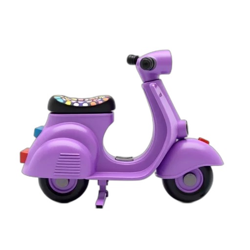 car, 3d render, vaporwave, purple, toy, scooter, seat, handlebars transparent PNG cut-out