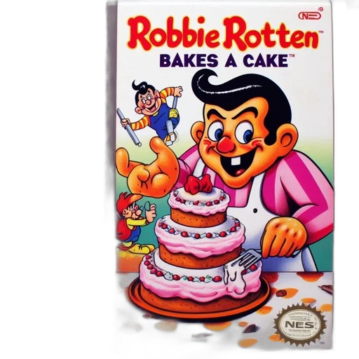 food, game, cartridge, robbie, rotten, bakes, cake, featuring transparent PNG cut-out