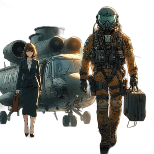 robot, concept art, cyberpunk, fantasy art, comic book art, outer space, underwater, green transparent PNG cut-out
