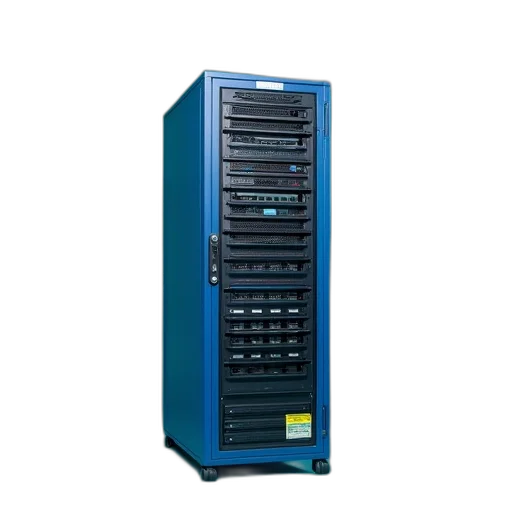 3d render, modern, blue, server, rack, multiple, compartments, ventilation transparent PNG cut-out