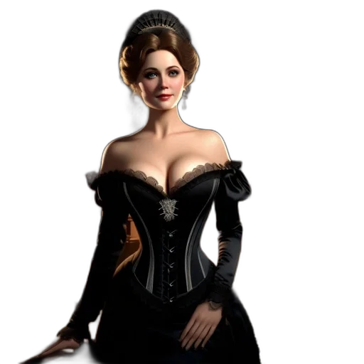 dress, crown, fantasy art, concept art, 3d render, photorealistic, regal-looking, woman transparent PNG cut-out
