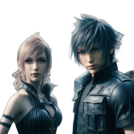 concept art, 3d render, fantasy art, monochrome, dark, two, animated, characters transparent PNG cut-out