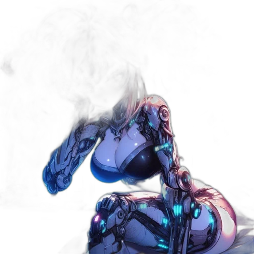 robot, dragon, weapon, mask, concept art, cyberpunk, vaporwave, comic book art transparent PNG cut-out