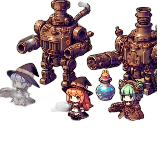 robot, staff, weapon, concept art, pixel art, fantasy art, 3d render, underwater transparent PNG cut-out
