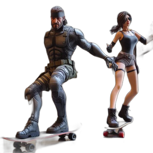 concept art, 3d render, cyberpunk, two, life-sized, statues, depict, athletic transparent PNG cut-out