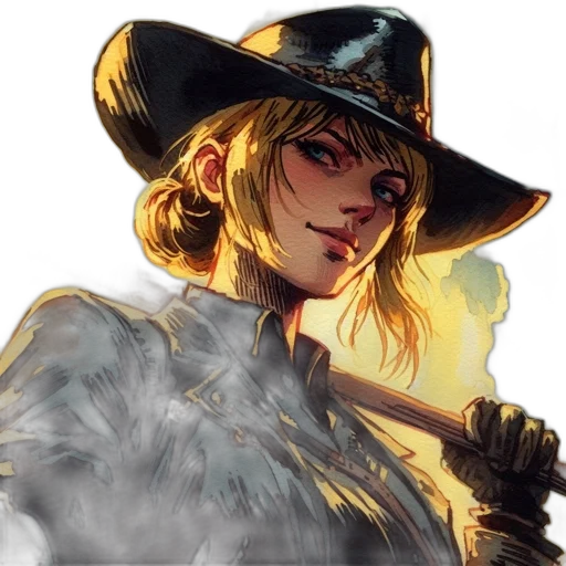 hat, sword, weapon, staff, comic book art, fantasy art, concept art, anime transparent PNG cut-out