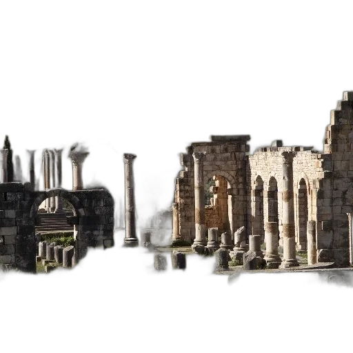 building, concept art, 3d render, photorealistic, pixel art, city street, ancient, ruins transparent PNG cut-out