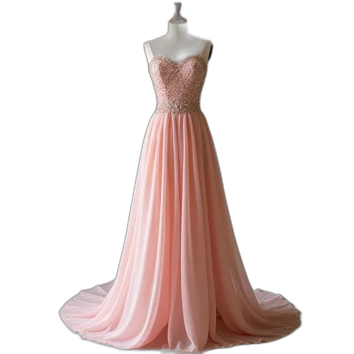 dress, pastel, line, princess, sweetheart, beading, sleeveless, long transparent PNG cut-out