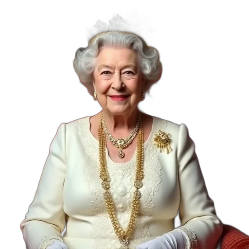 crown, jewelry, colorized, image, queen, elizabeth, sitting, throne transparent PNG cut-out