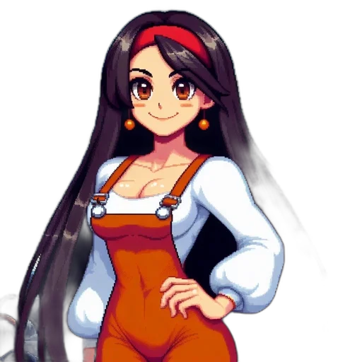 dress, staff, pixel art, anime, cartoon, concept art, red, animated transparent PNG cut-out