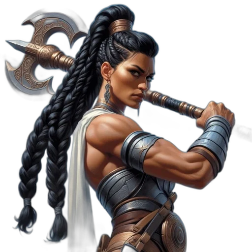 staff, weapon, fantasy art, concept art, comic book art, pixel art, woman, fierce transparent PNG cut-out
