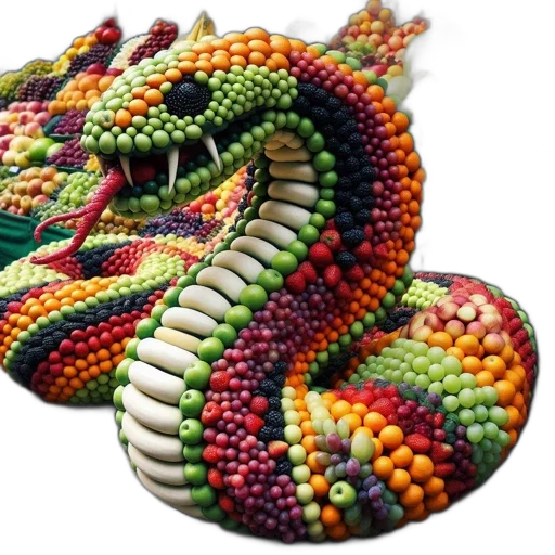 dragon, jewelry, food, hat, 3d render, photorealistic, fantasy art, colorful transparent PNG cut-out